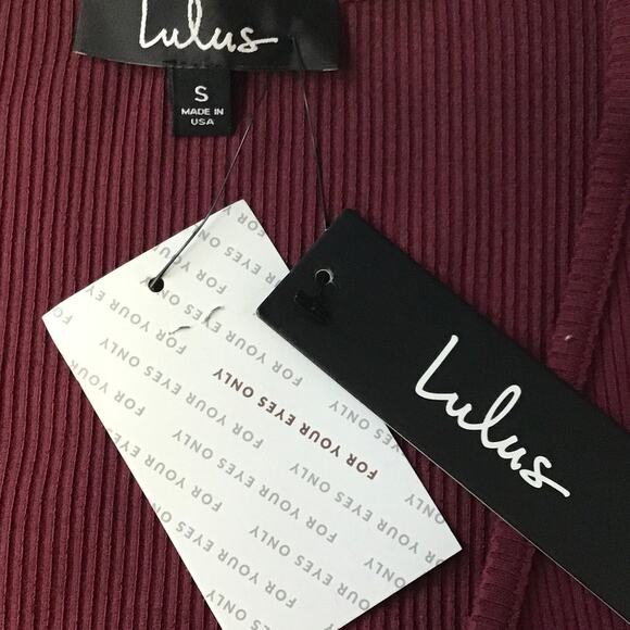 LULU'S SZ S Casual Love Burgundy Ribbed Long Sleeve Bodysuit NWT b62 - Picture 6 of 10